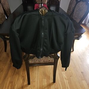 Crop Black Zip-Up Hoodie